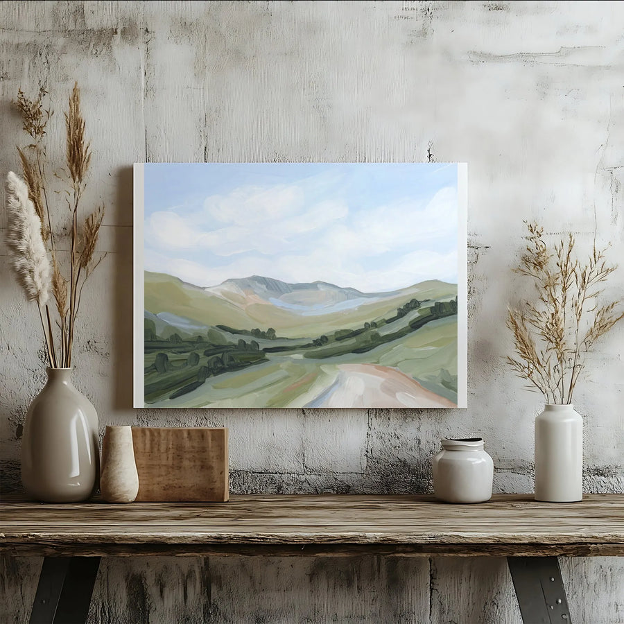 Abstract Landscape Canvas Wall Art | Modern Painterly Rolling Hills Print | Gallery Quality Canvas Print | Living Room & Bedroom Decor Gift