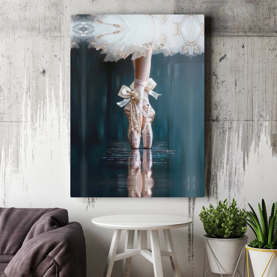 Ballerina Canvas Wall Art | Elegant Pointe Shoes and Tutu Print | Premium Gallery Wrap Canvas | Gift for Dancers & Girls Room Decor