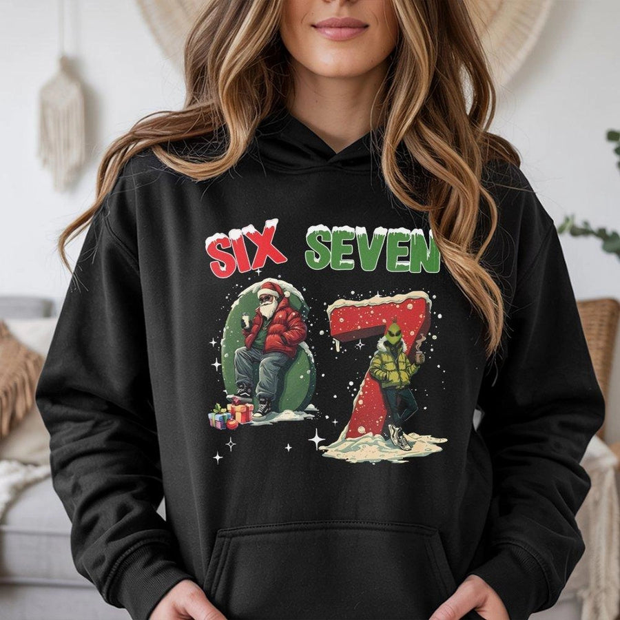 67 Christmas Meme Hoodie | Funny Santa Alien Graphic Sweatshirt | Premium Cotton-Blend Pullover | Trendy Holiday Gift for Gen Z