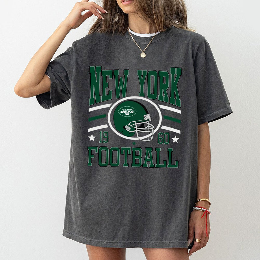 New York 1960 Football With New York Jets Helmet Logo T-Shirt