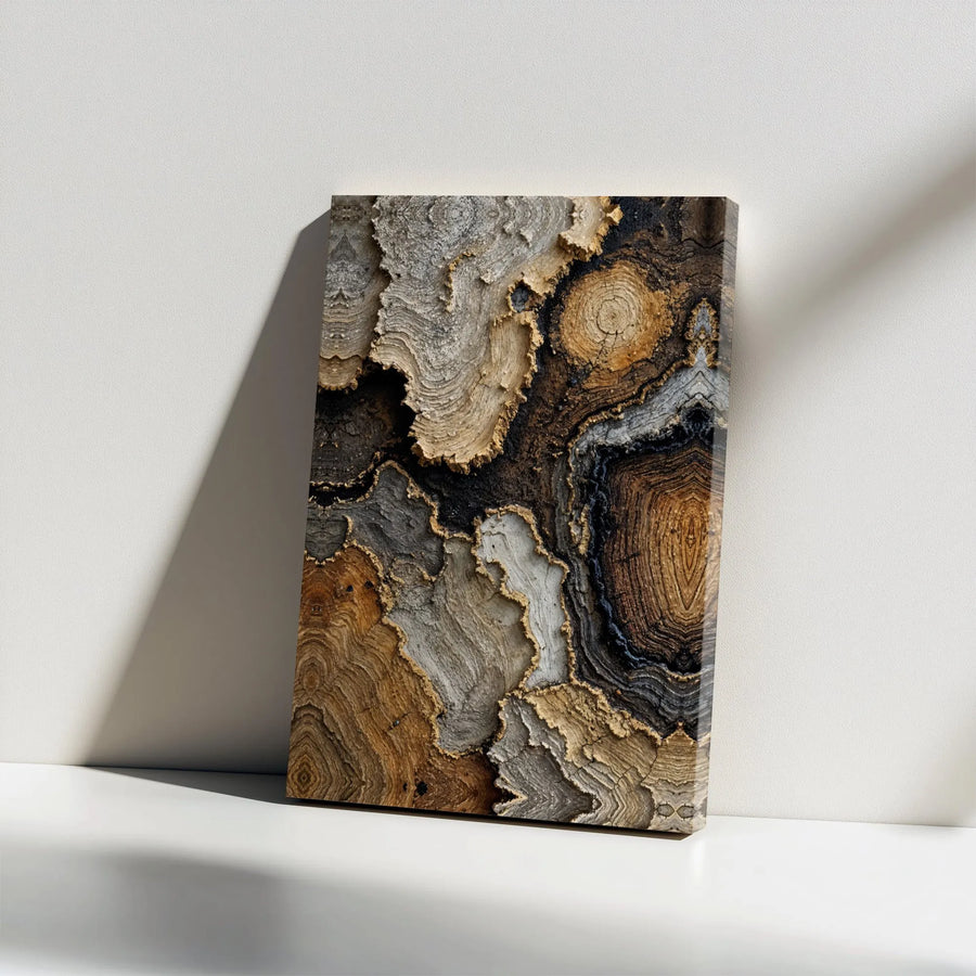 Abstract Wood Grain Canvas Wall Art | Rustic Earth Tone Tree Ring Design | Premium Gallery Wrapped Print | Modern Home or Office Decor Gift