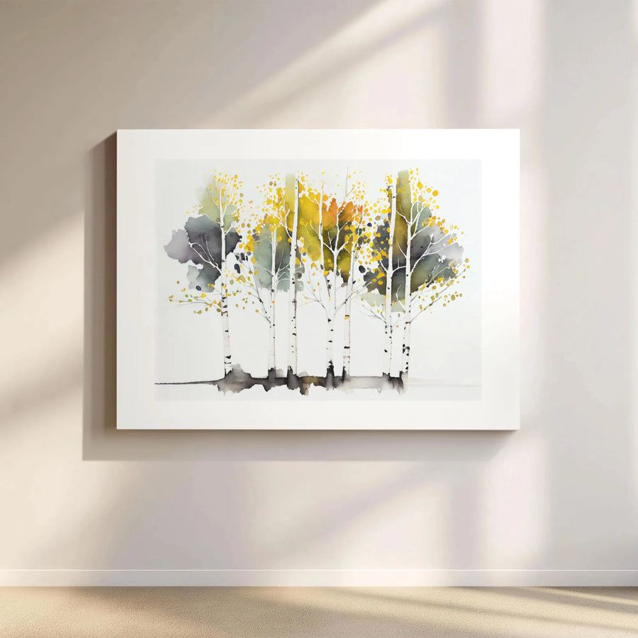 Watercolor Birch Tree Canvas Print | Autumn Forest Wall Art | Premium 1.25-Inch Gallery Wrap | Nature-Inspired Home Office Decor