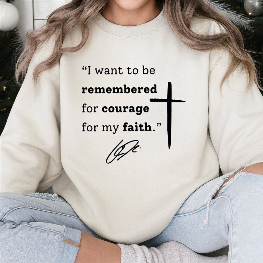 Courage For My Faith Sweatshirt | Christian Quote Graphic Apparel | Premium Cotton Blend Crewneck | Religious Gift for Men and Women