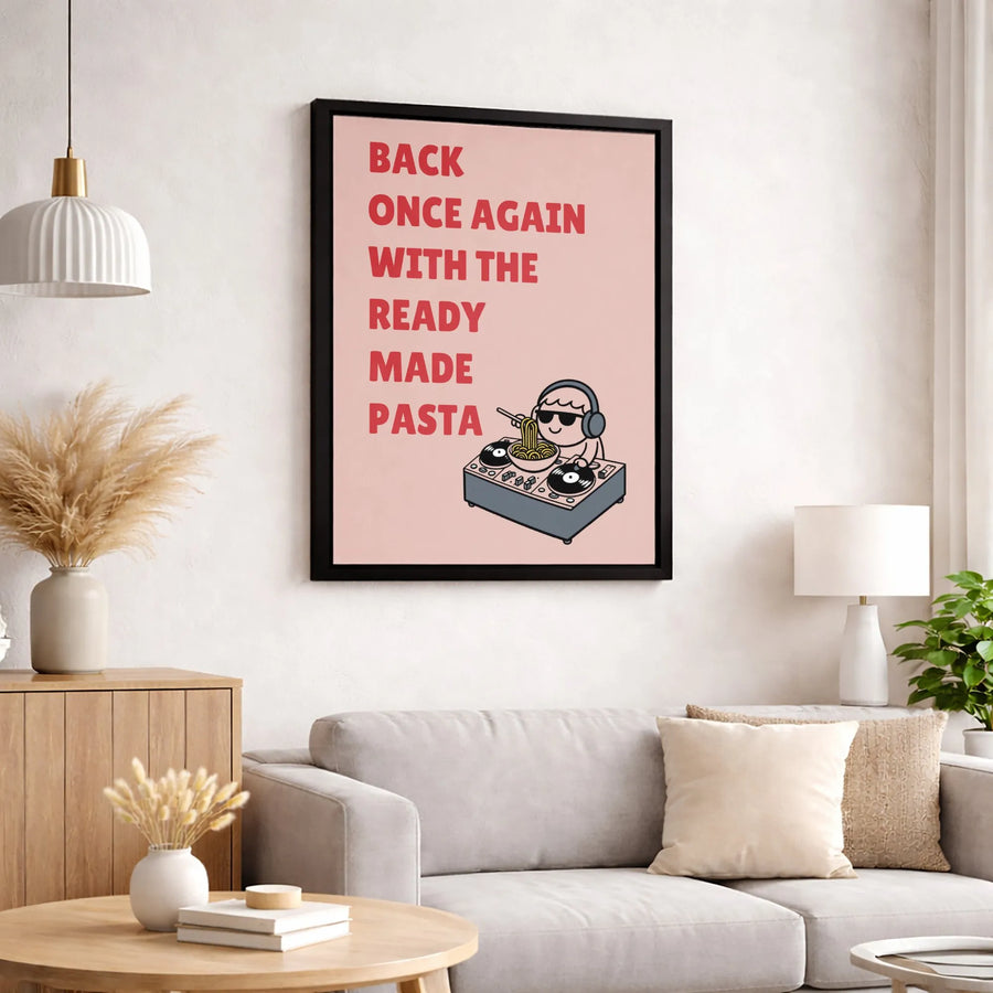 Funny DJ Pasta Canvas Print | Music Lover Kitchen Wall Art | Premium Gallery-Wrapped Decor | Unique Gift for DJs & Foodies