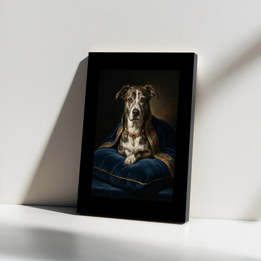 Renaissance Pet Portrait Wall Art | Aristocratic Dog in Velvet Robe | Premium Thick Canvas Print | Unique Gift for Dog Mom or Dad