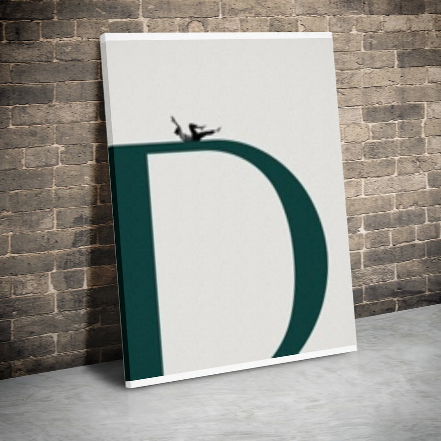 Minimalist Letter D Canvas Art | Modern Initial D Typography Print | Premium Gallery Wrap Canvas | Modern Home Office Decor Gift