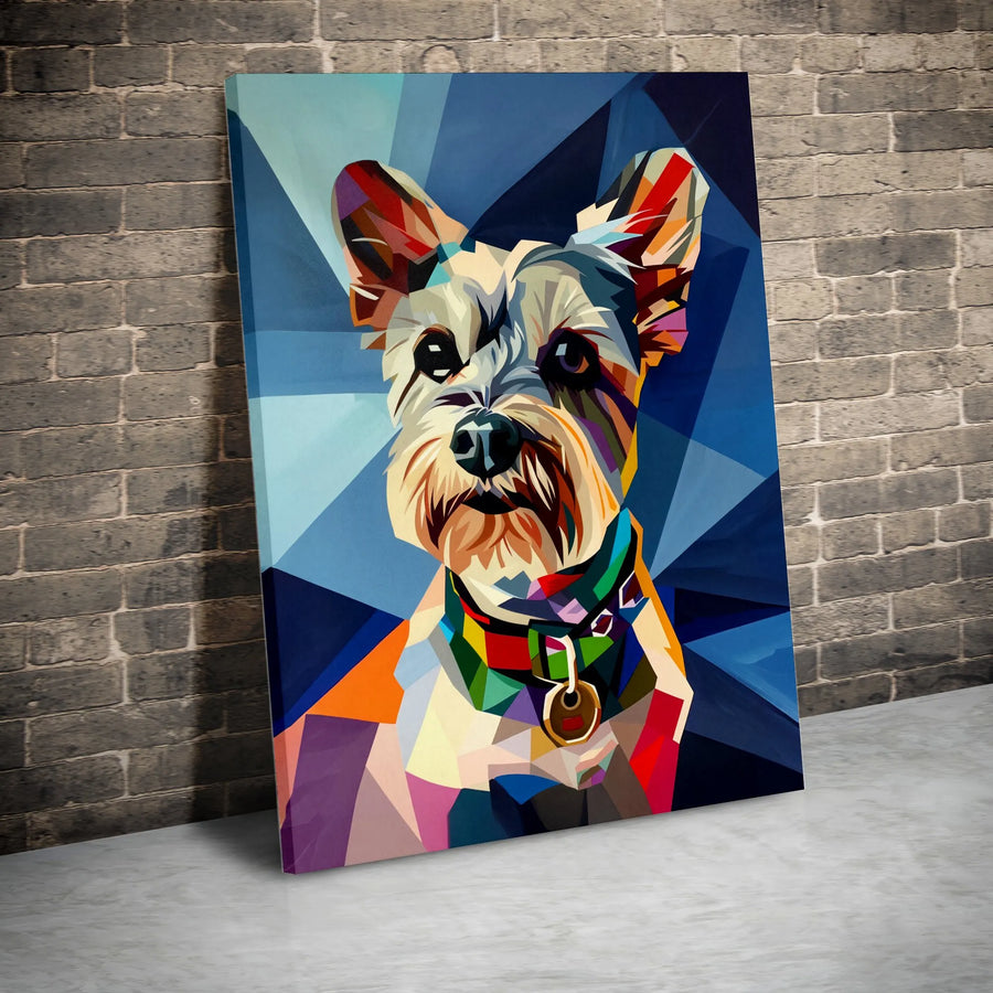 Yorkshire Terrier Canvas Art | Colorful Geometric Dog Portrait | Premium 1.25" Gallery Wrap | Modern Pet Home Decor Gift