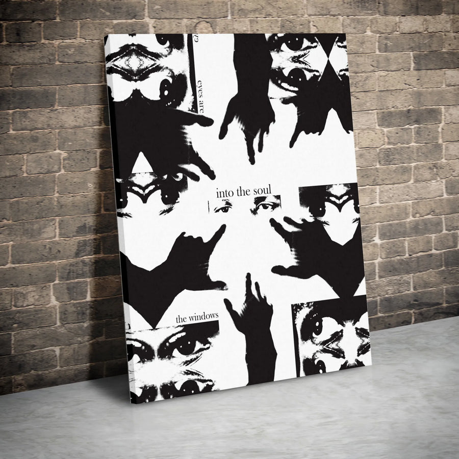 Abstract Eye Collage Canvas Art | Surreal Black and White Wall Decor | Gallery-Wrapped Premium Print | Modern Aesthetic Home or Office Gift