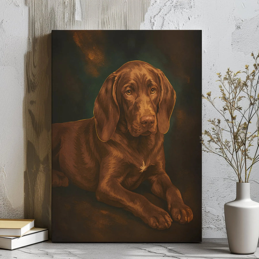 Vizsla Dog Wall Art | Moody Oil Painting Portrait | 1.25 Inch Gallery Wrap Canvas | Premium Pet Lover Gift & Home Decor