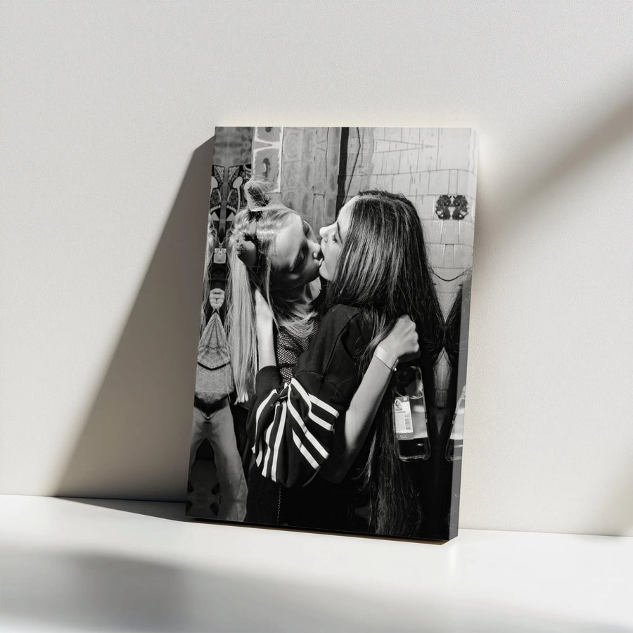 LGBTQ Couple Kissing Canvas Print | Romantic Black and White Photography | Gallery-Wrapped Premium Decor | Meaningful Gift for Couples