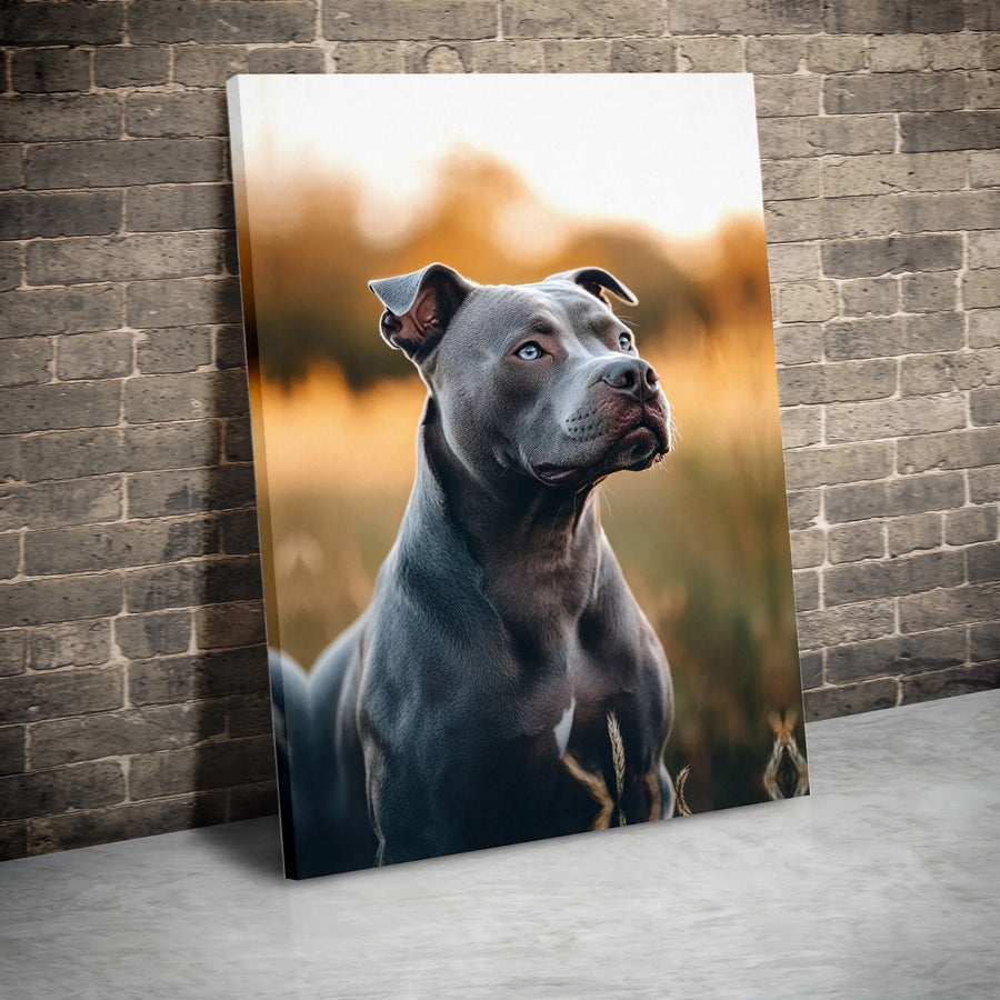 Blue Nose Pitbull Canvas Wall Art | Majestic Portrait with Blue Eyes | Gallery Quality 1.25 Inch Wrap | Premium Dog Lover Gift Home Decor