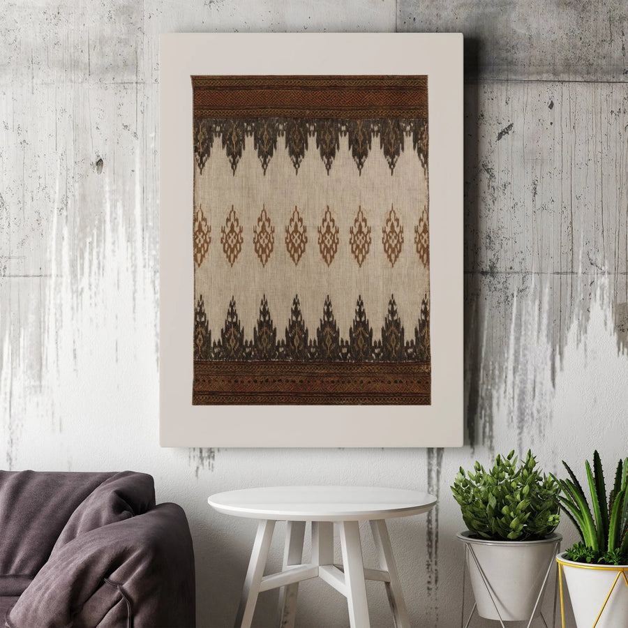 Ikat Wall Art Canvas Print | Traditional Bohemian Textile Pattern | Premium Gallery Wrapped Wood Frame | Ethnic Home Decor Gift
