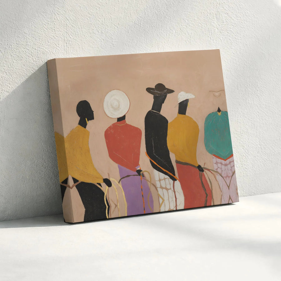 African Figures Canvas Wall Art | Modern Minimalist Cultural Decor | Premium Gallery Wrap Print | Unique Living Room Home Decor Gift