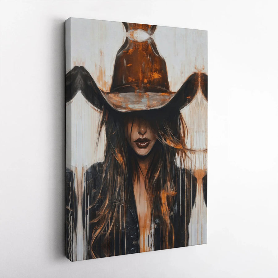Cowgirl Canvas Wall Art | Abstract Western Woman Portrait | Premium Gallery Quality Print | Modern Farmhouse Decor Gift