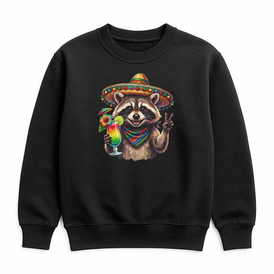Funny Raccoon Cinco de Mayo Sweatshirt | Sombrero Raccoon Graphic Sweatshirt | Premium Cotton-Blend Pullover | Mexican Fiesta Party Gift for Men & Women