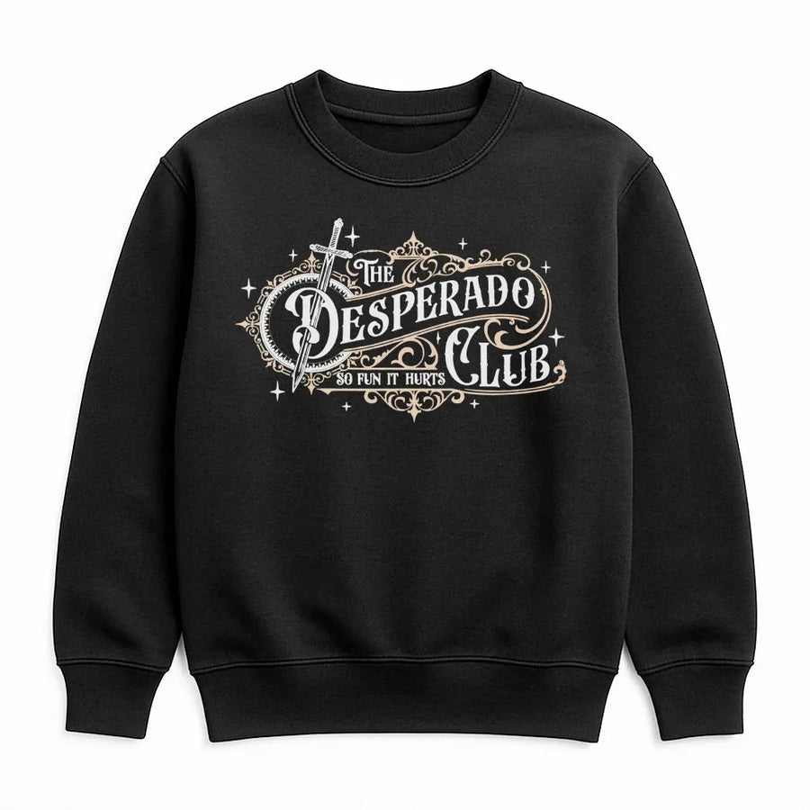 Desperado Club Sweatshirt | Vintage Fantasy Sword Graphic | Premium Cotton Blend | Gift for Fantasy Readers and Book Lovers