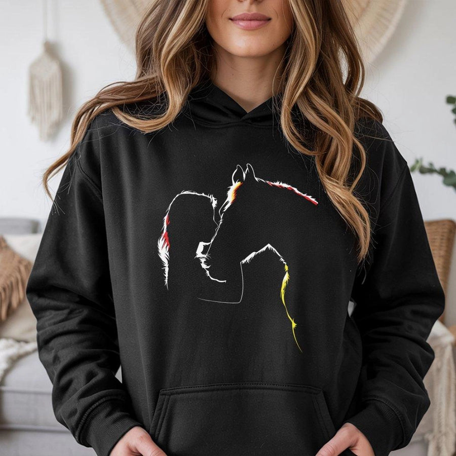 Horse Hoodie | Abstract Line Art Equestrian Design | Premium Cotton Blend | Gift for Horse Lovers, Cowgirl Apparel, Western Rider Sweatshirt