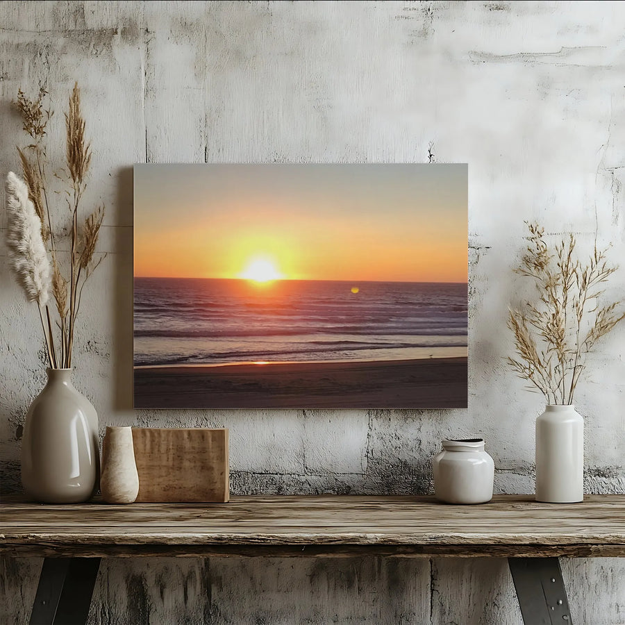 Coastal Ocean Sunset Canvas Print | Gold Beach Horizon Wall Art | 1.25-Inch Gallery Wrap | Premium Decor For Modern Living Room