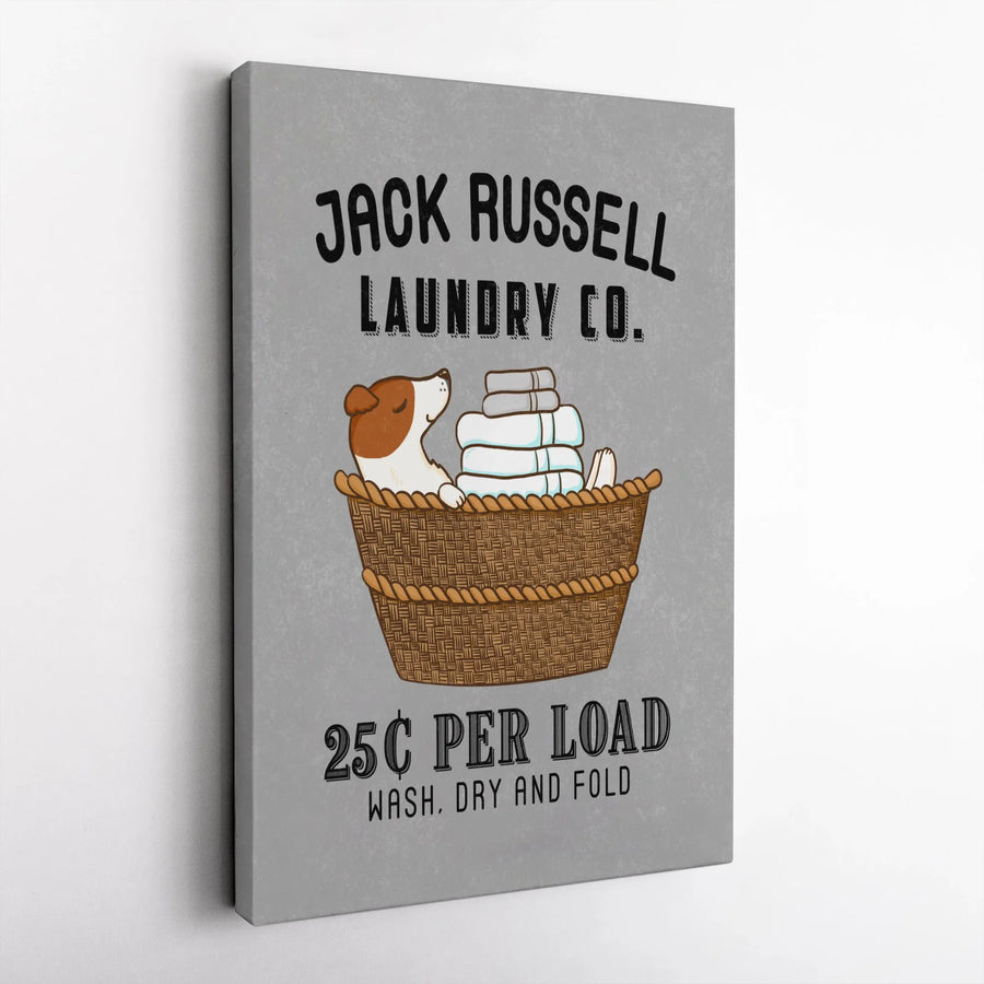 Jack Russell Terrier Wall Art | Laundry Room Decor Sign | Premium Gallery Wrap Canvas | Cute Dog Lover Gift
