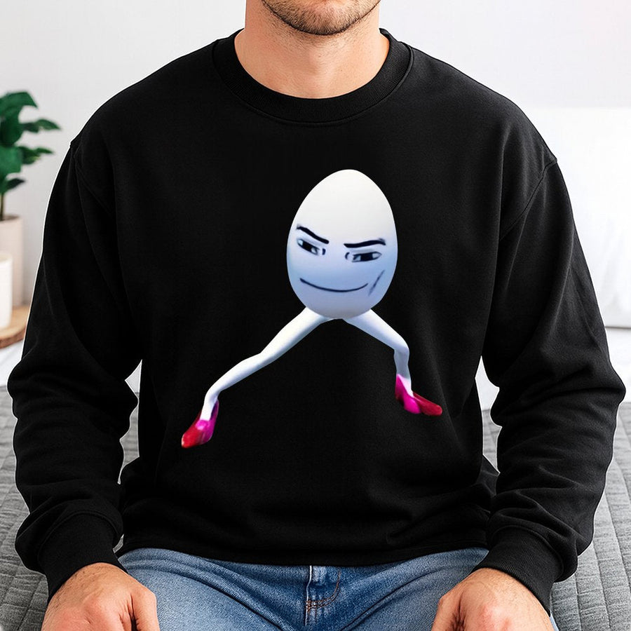 Egg In High Heels Sweatshirt | Funny Internet Meme Graphic Crewneck | Premium Cotton Blend | Gift For Gamers And Meme Lovers