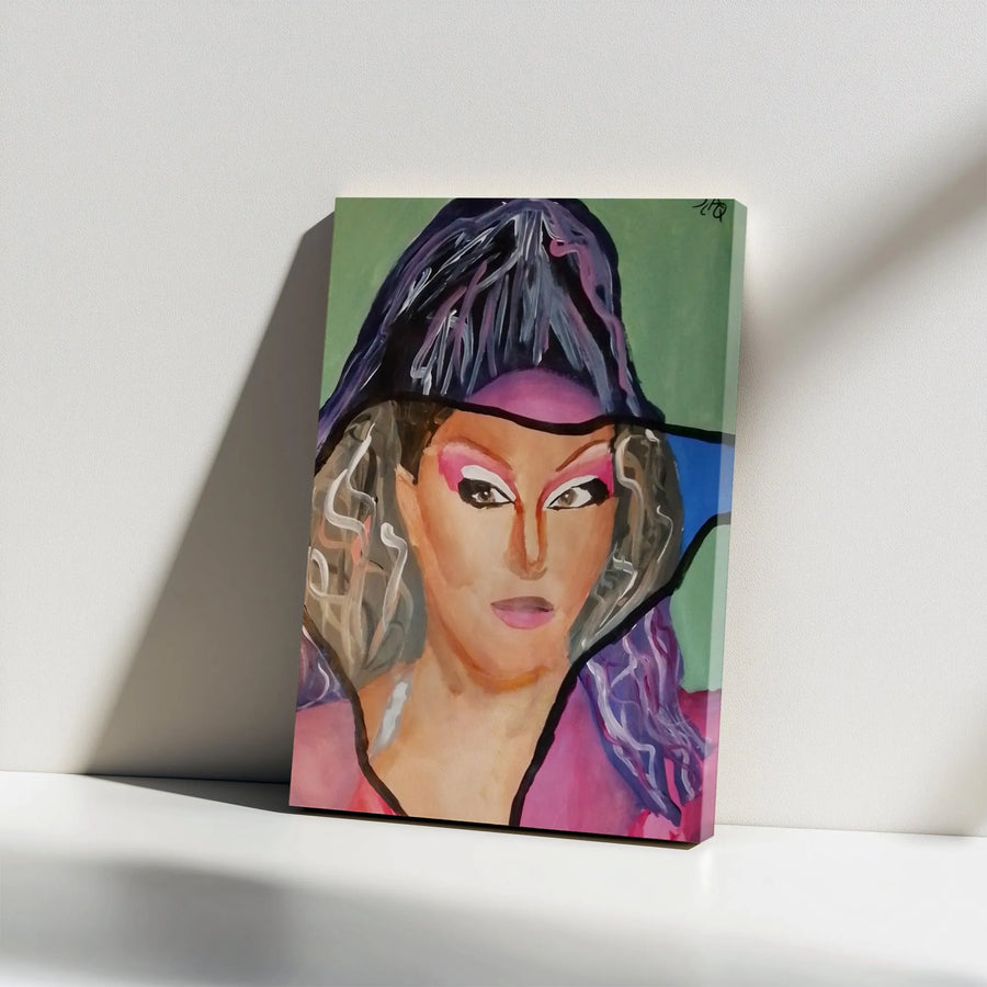 Drag Queen Portrait Canvas Print | Expressive Abstract Face Art | Premium Thick Gallery Wrap | Collector's Modern LGBTQ+ Pride Wall Decor Gift