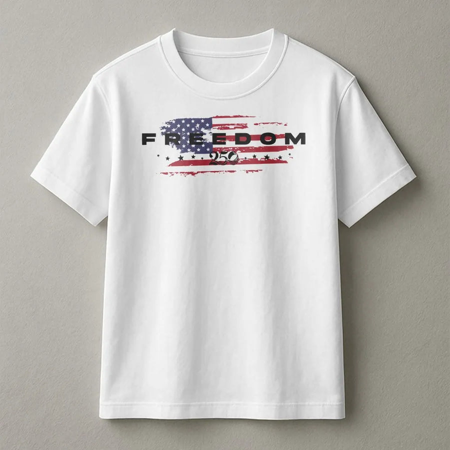 Freedom 250 T-Shirt | Vintage Distressed American Flag Graphic | Premium Cotton Unisex Tee | 1776-2026 Patriotic Gift for USA Lovers