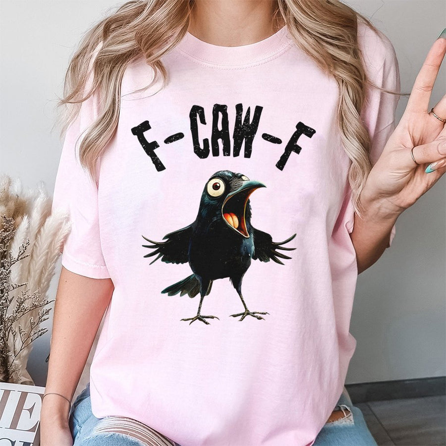Funny Crow T-Shirt | F-CAW-F Sarcastic Bird Graphic | Premium 100% Cotton Tee | Humorous Animal Lover Gift For Men And Women