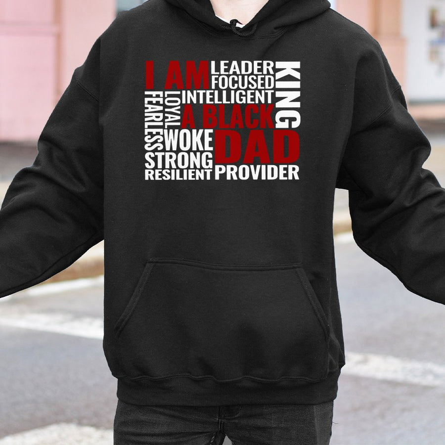 Black Dad Hoodie | Strong Leader King Graphic | Premium Cotton Blend | Empowering Fatherhood Gift for Him