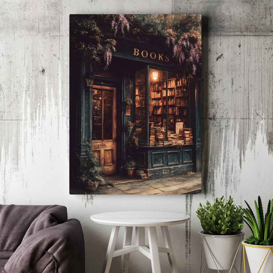 Vintage Bookstore Canvas Print | Dark Academia Wall Art | Premium Gallery Wrap Decor | Gift for Readers & Book Lovers