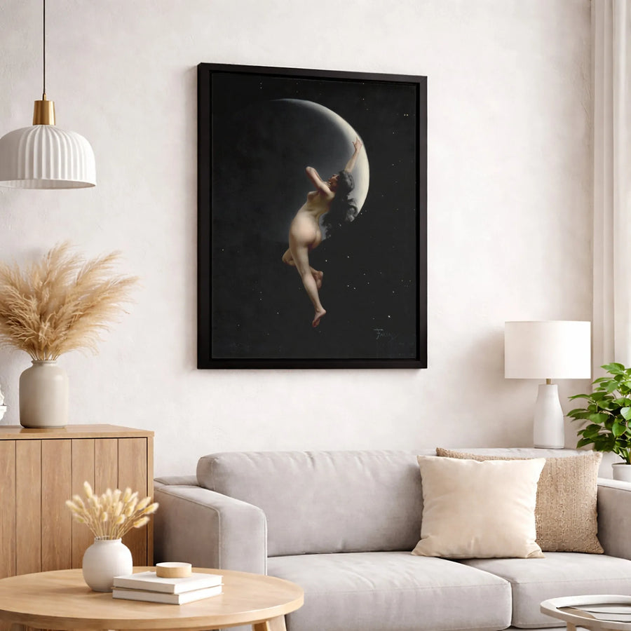 Luis Ricardo Falero The Moon Canvas Print | Fine Art Nude Astronomy Wall Art | Premium Gallery-Wrapped 1.25" Profile | Classical Masterpiece Home Decor