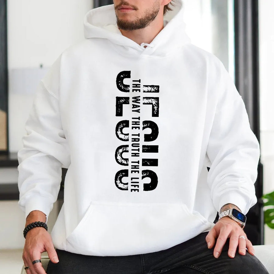 Jesus Hoodie | The Way The Truth The Life Bible Verse | Premium Cotton Blend | Christian Faith Gift for Men and Women