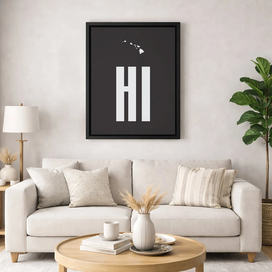 Hawaii Map Canvas Art | Minimalist HI State Outline Print | Premium Gallery-Wrapped Wall Decor | Modern Travel Gift for Home or Office
