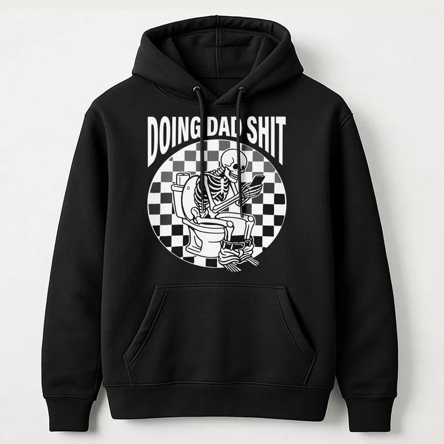 Doing Dad Shit Hoodie | Funny Skeleton Bathroom Design | Premium Cotton Blend | Gift For Dad, Father's Day 2026, Birthday Present