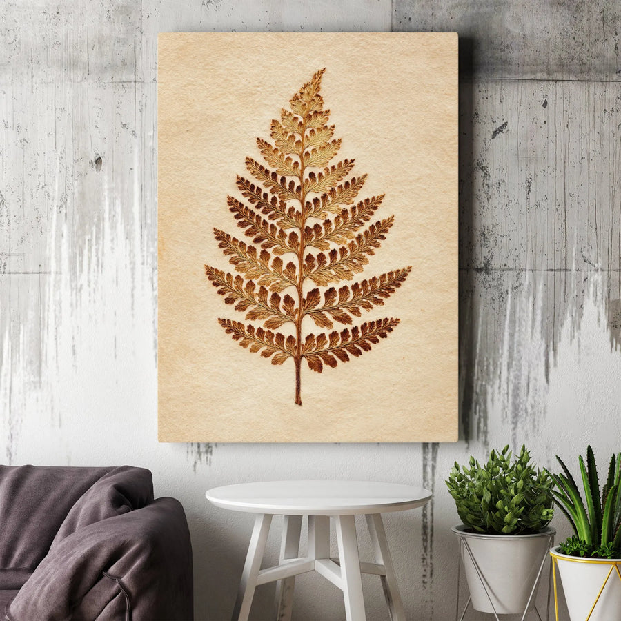 Vintage Fern Botanical Canvas Print | Pressed Leaf Wall Art | Gallery Wrapped Premium Decor | Nature Inspired Gift for Home Office