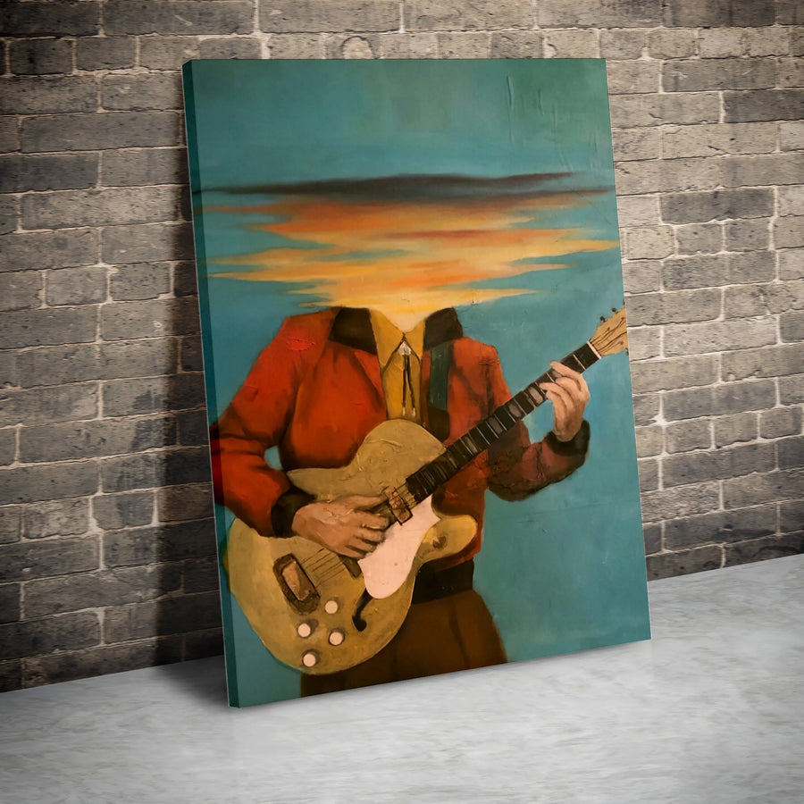 Surreal Guitarist Canvas Print | Headless Musician Sunset Landscape Art | Premium Gallery-Wrapped 1.25" Canvas | Unique Home Decor Gift