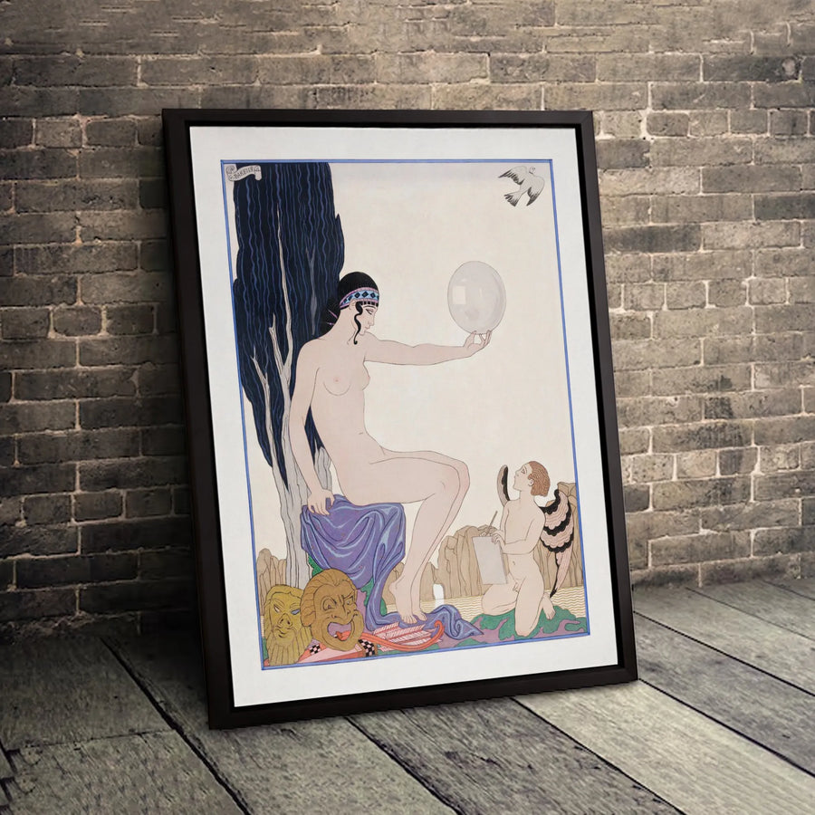 George Barbier Le Miroir De La Vérité Canvas Print | Art Deco Muse Wall Art | Premium 1.25 Inch Gallery Wrap | Vintage Fine Art Home Decor Gift
