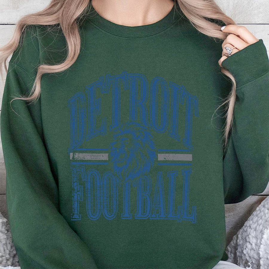 Detroit Football With Roaring Lion Mascot Sweatshirt