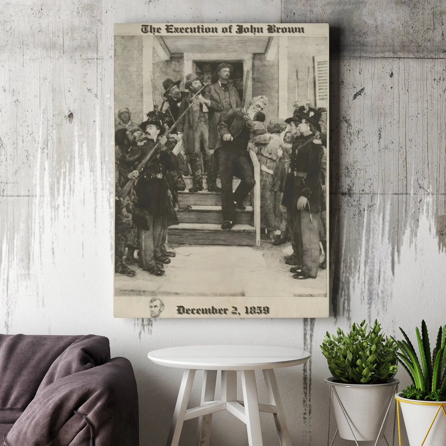 The Execution of John Brown Canvas | Civil War Historical Illustration | Premium Gallery Wrap Wall Art | Abolitionist History Home Decor Gift