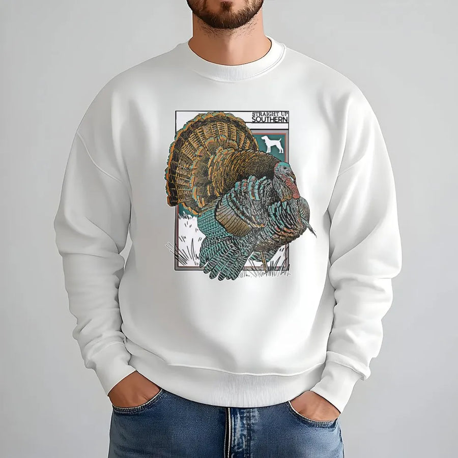 Wild Turkey Sweatshirt | Retro Southern Hunting Graphic | Premium Cotton Blend | Nature Lover Wildlife Gift For Hunters