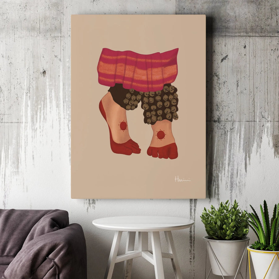Indian Classical Dance Canvas Print | Kathak Dancer Ghungroos Feet Wall Art | Premium Gallery Wrapped Decor | Traditional Cultural Gift For Home