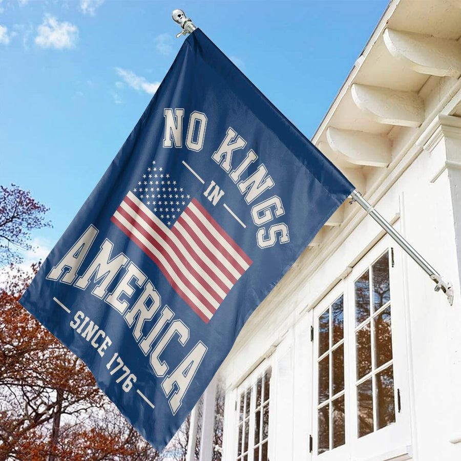 No Kings In America Flag | 1776 Patriotic House Banner | UV-Resistant Premium Polyester | Durable Outdoor Decor For American History Enthusiasts