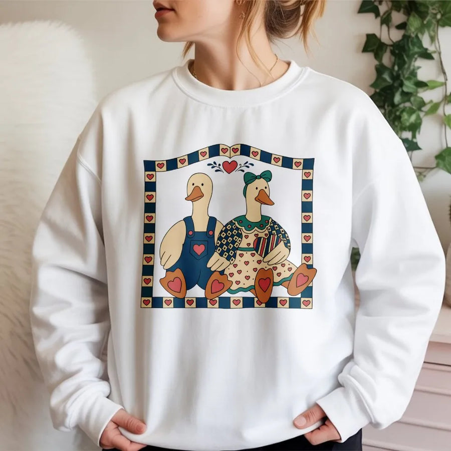 Vintage Duck Sweatshirt | Cute Country Geese Graphic Design | Soft Cotton Blend Crewneck | Cottagecore Aesthetic Gift for Her