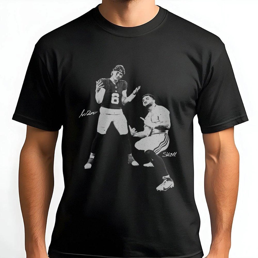 Football Graphic T-Shirt | Vintage Quarterback and Receiver Duo | Soft Premium Cotton | Game Day Fan Apparel Gift for Him and Her
