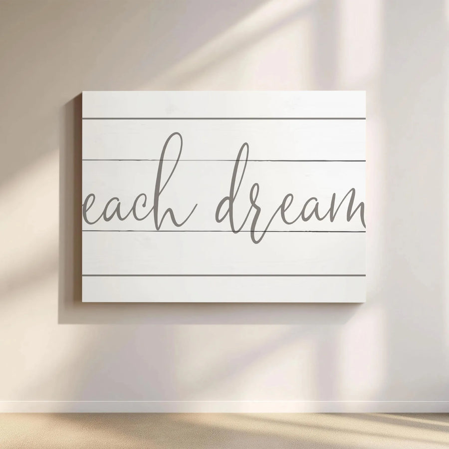Beach Dream Canvas Wall Art | Farmhouse Cursive Script Sign | 1.25 Inch Gallery Wrap Premium Decor | Coastal Living Room Gift