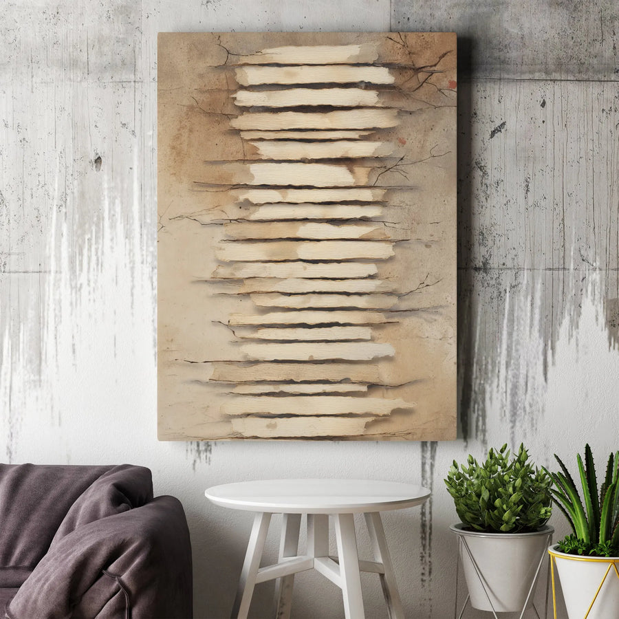 Abstract Textured Vertical Canvas | Torn Paper Illusion Wall Art | Premium Thick Gallery Wrap | Modern Minimalist Home & Office Decor Gift