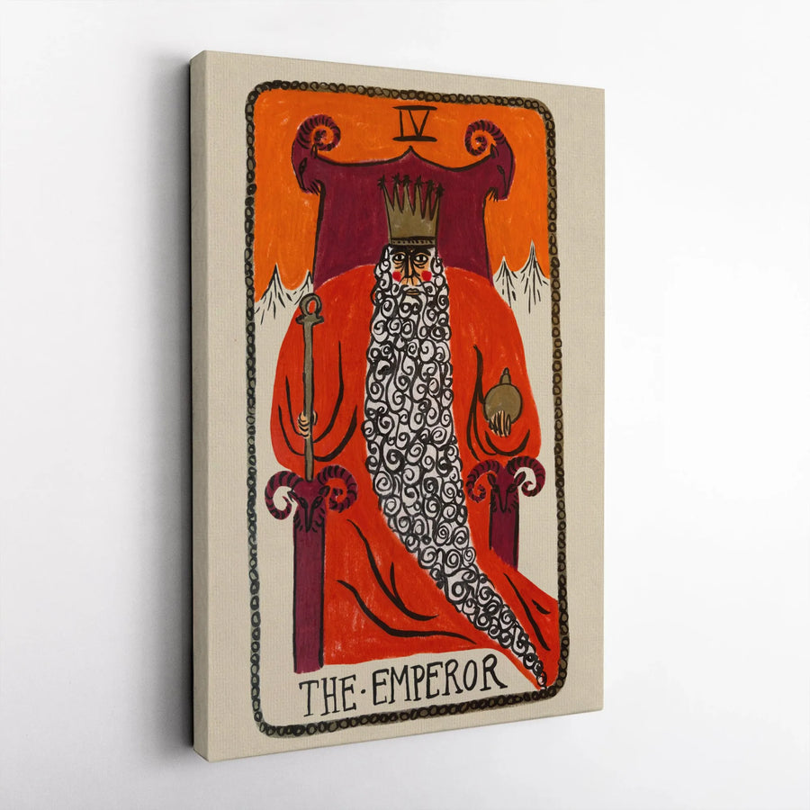 The Emperor Tarot Card Vertical Canvas | Vintage Style Major Arcana Art | Premium Gallery Wrap Print | Witchy Home Decor Gift for Tarot Readers