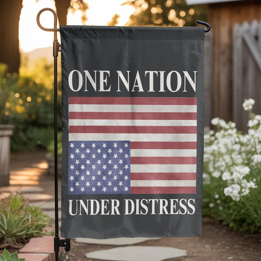 One Nation Under Distress Garden Flag | Upside Down US Flag Patriotic Decor | Weather-Resistant Premium Polyester | Durable Outdoor Yard Sign