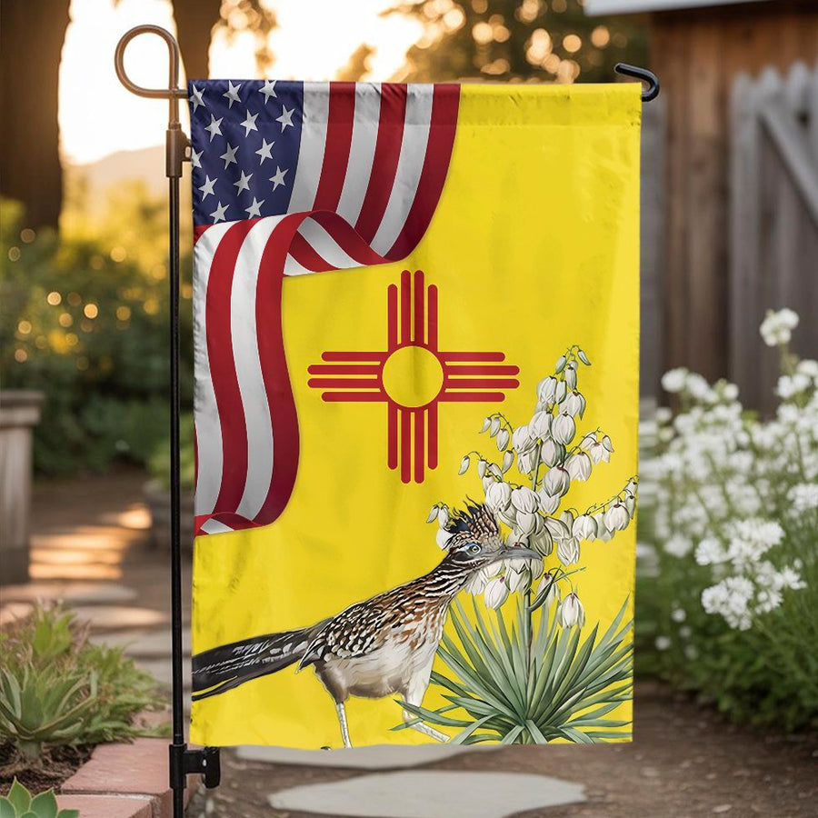 New Mexico State Flag Garden Flag | Roadrunner & Yucca Flower Design | Durable Weather-Resistant Polyester | Patriotic Southwest Outdoor Decor Gift