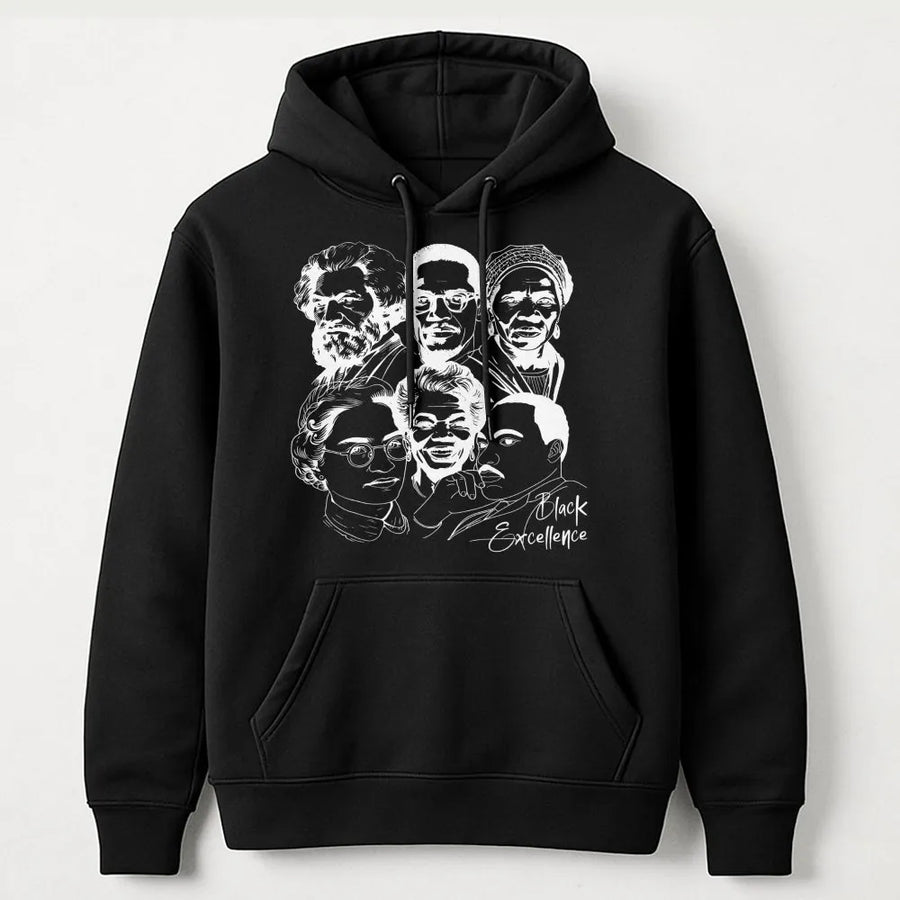 Black Excellence Hoodie | Influential African American Leaders Graphic | Premium Cotton Blend | Inspirational History Gift for Men and Women