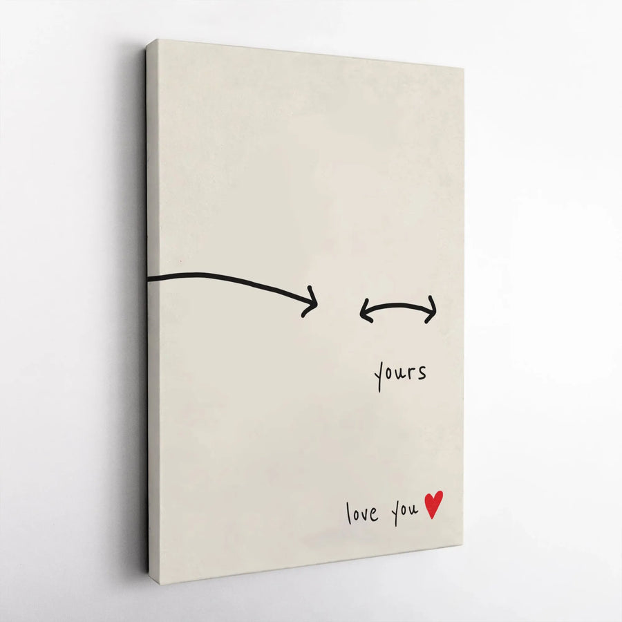 Yours Love You Wall Art | Hand-Drawn Arrow Minimalist Decor | Premium Gallery-Wrapped Canvas | Romantic Anniversary Gift for Couples